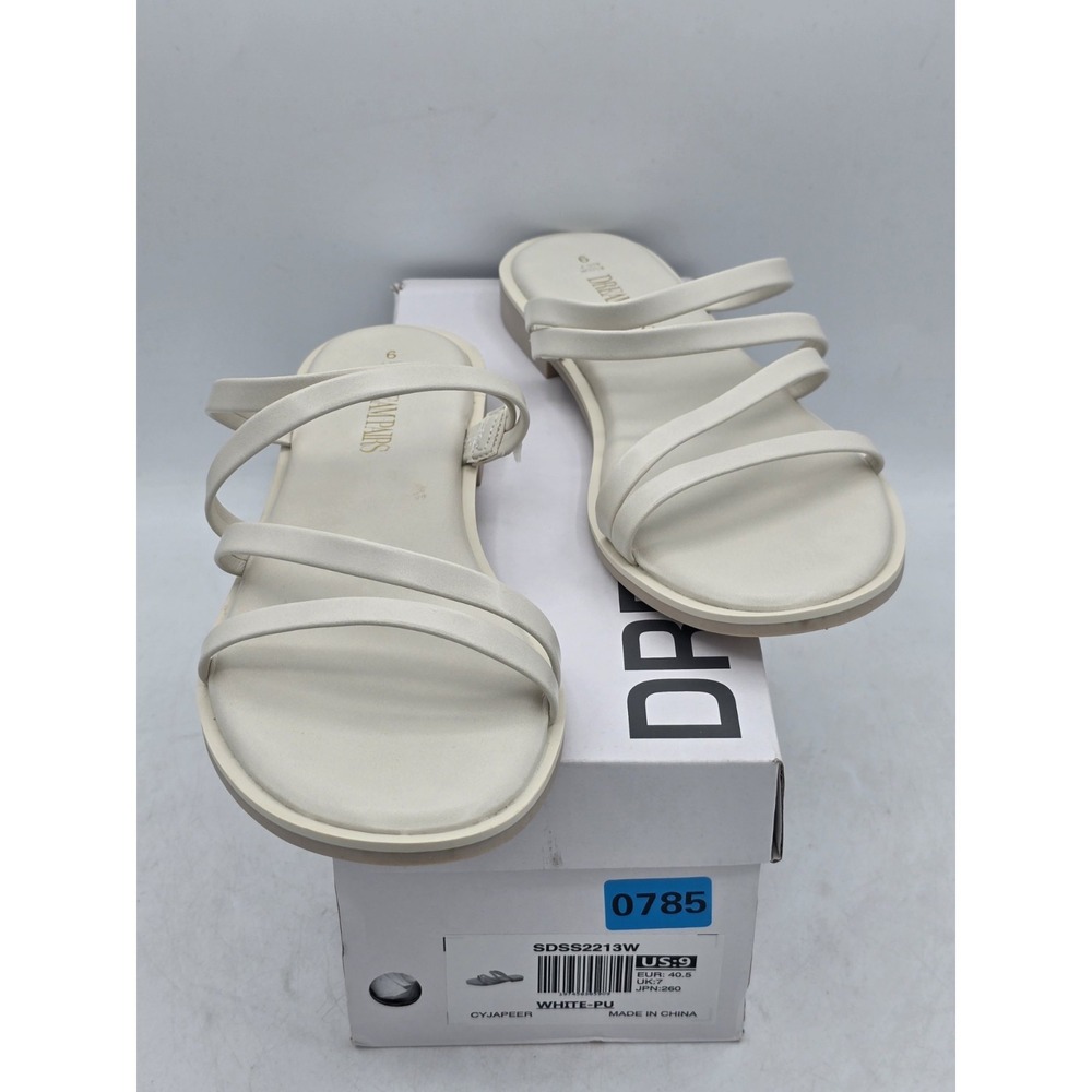 NIB Dream Pairs Women's Slide Sandals -‎ Slip On, Open Toe, Flat - White PU Sz 9